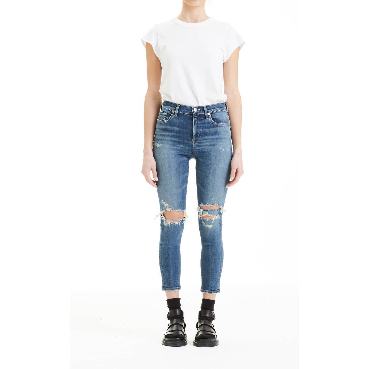 New Agolde Sophie Crop High-Rise Skinny Jeans In Blue